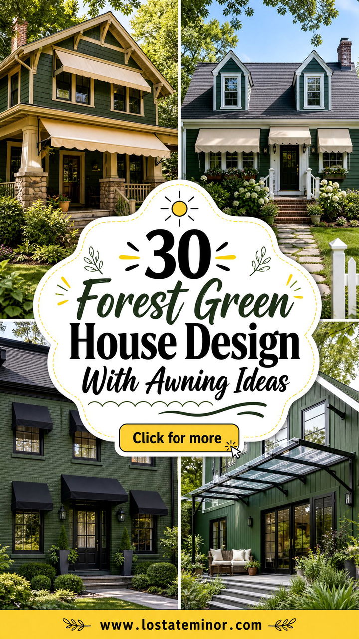 30 Forest Green House Design With Awning Ideas for Charming Shade - 30 Forest Green House Design With Awning Ideas for Charming Shade