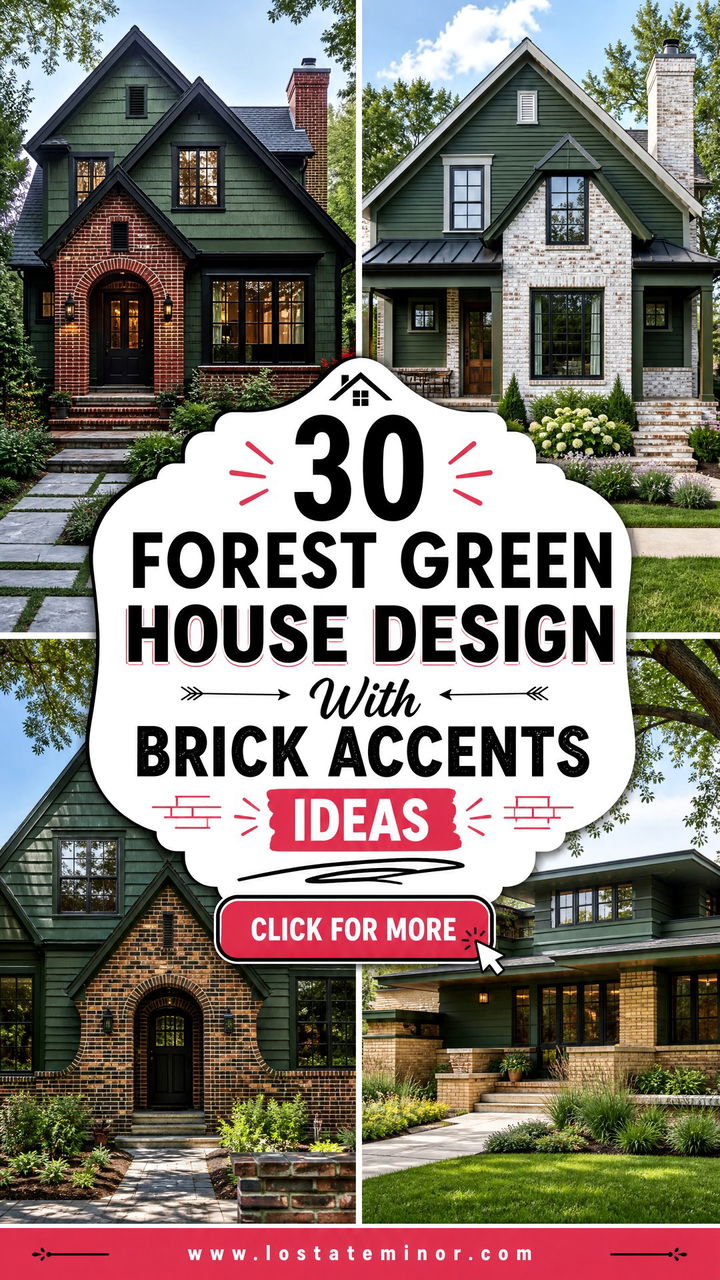 30 Forest Green House Design With Brick Accents Ideas to Inspire - 30 Forest Green House Design With Brick Accents Ideas to Inspire