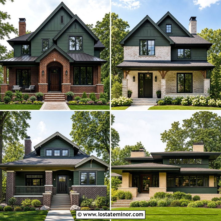 30 Forest Green House Design With Brick Accents Ideas to Inspire