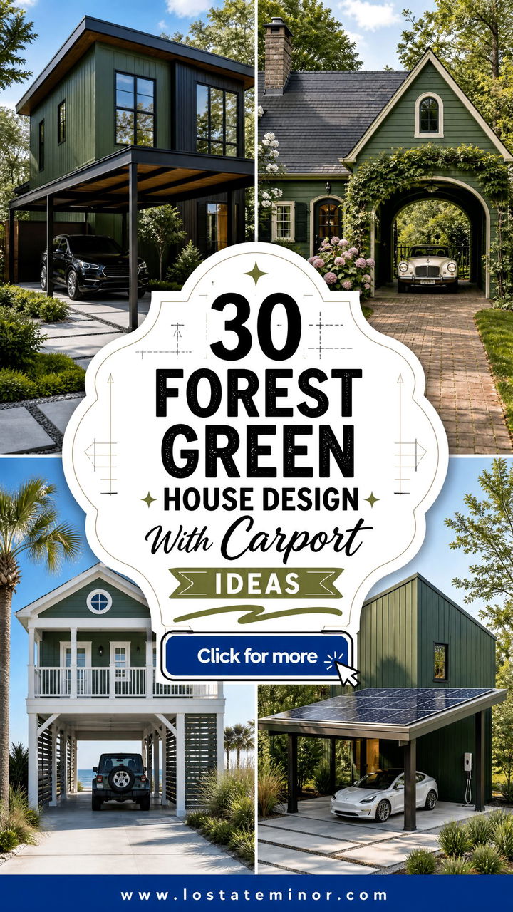 30 Forest Green House Design With Carport Ideas for Smart Style - 30 Forest Green House Design With Carport Ideas for Smart Style