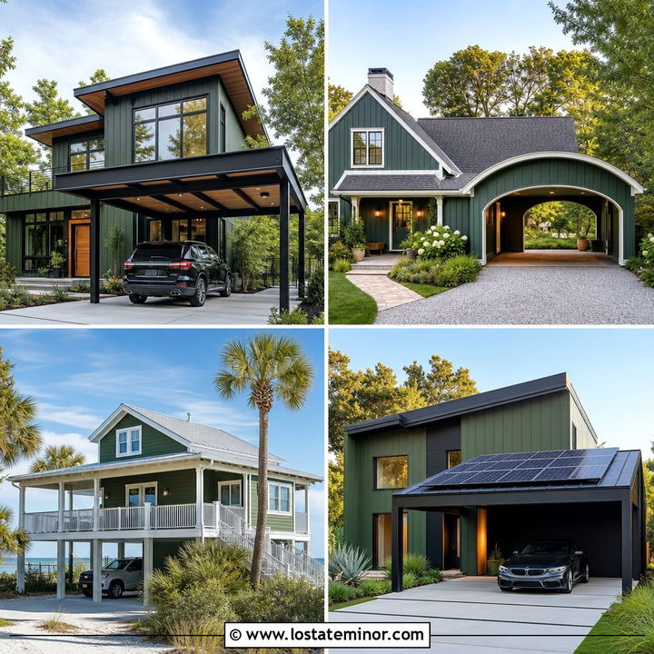 30 Forest Green House Design With Carport Ideas for Smart Style