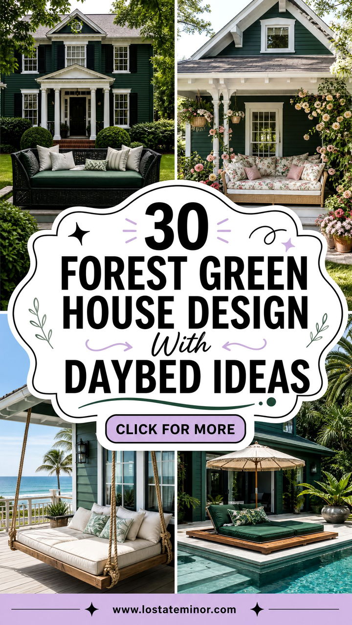 30 Forest Green House Design With Daybed Ideas for Cozy Retreats - 30 Forest Green House Design With Daybed Ideas for Cozy Retreats