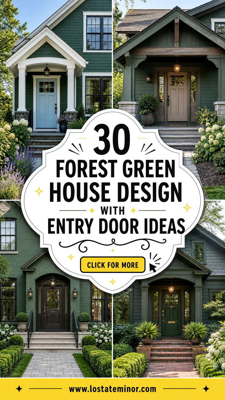 30 Forest Green House Design With Entry Door Ideas To Boost Style - 30 Forest Green House Design With Entry Door Ideas To Boost Style