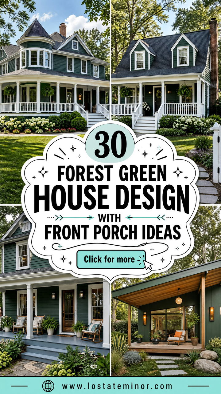 30 Forest Green House Design With Front Porch Ideas Worth Seeing - 30 Forest Green House Design With Front Porch Ideas Worth Seeing