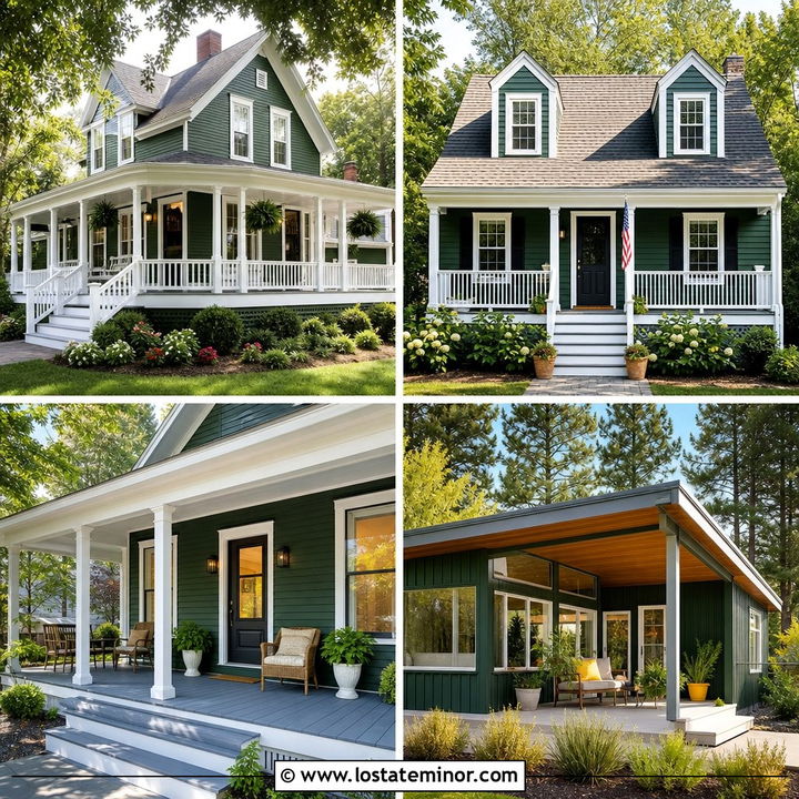 30 Forest Green House Design With Front Porch Ideas Worth Seeing