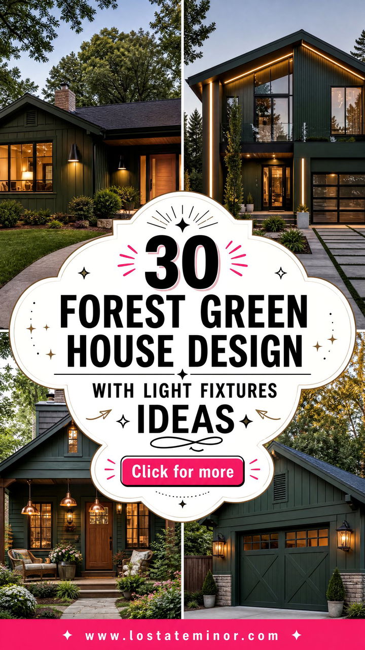 30 Forest Green House Design With Light Fixtures Ideas To Try - 30 Forest Green House Design With Light Fixtures Ideas To Try