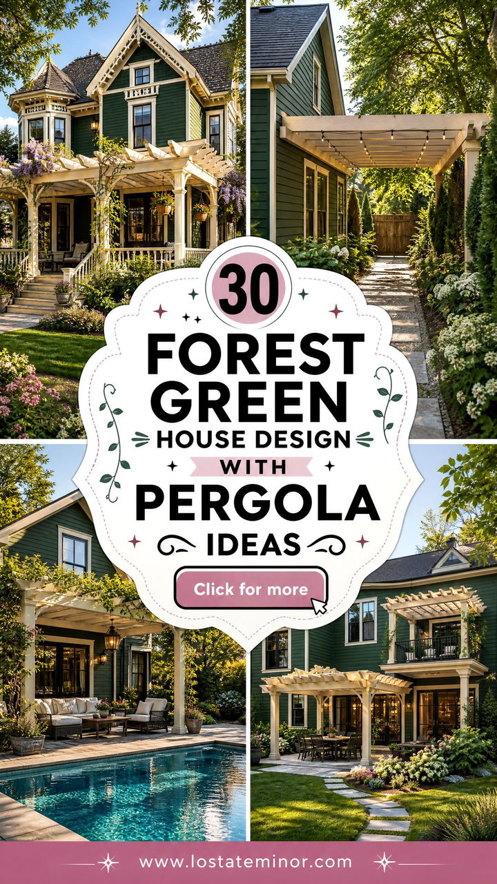 30 Forest Green House Design With Pergola Ideas For Outdoor Charm - 30 Forest Green House Design With Pergola Ideas For Outdoor Charm