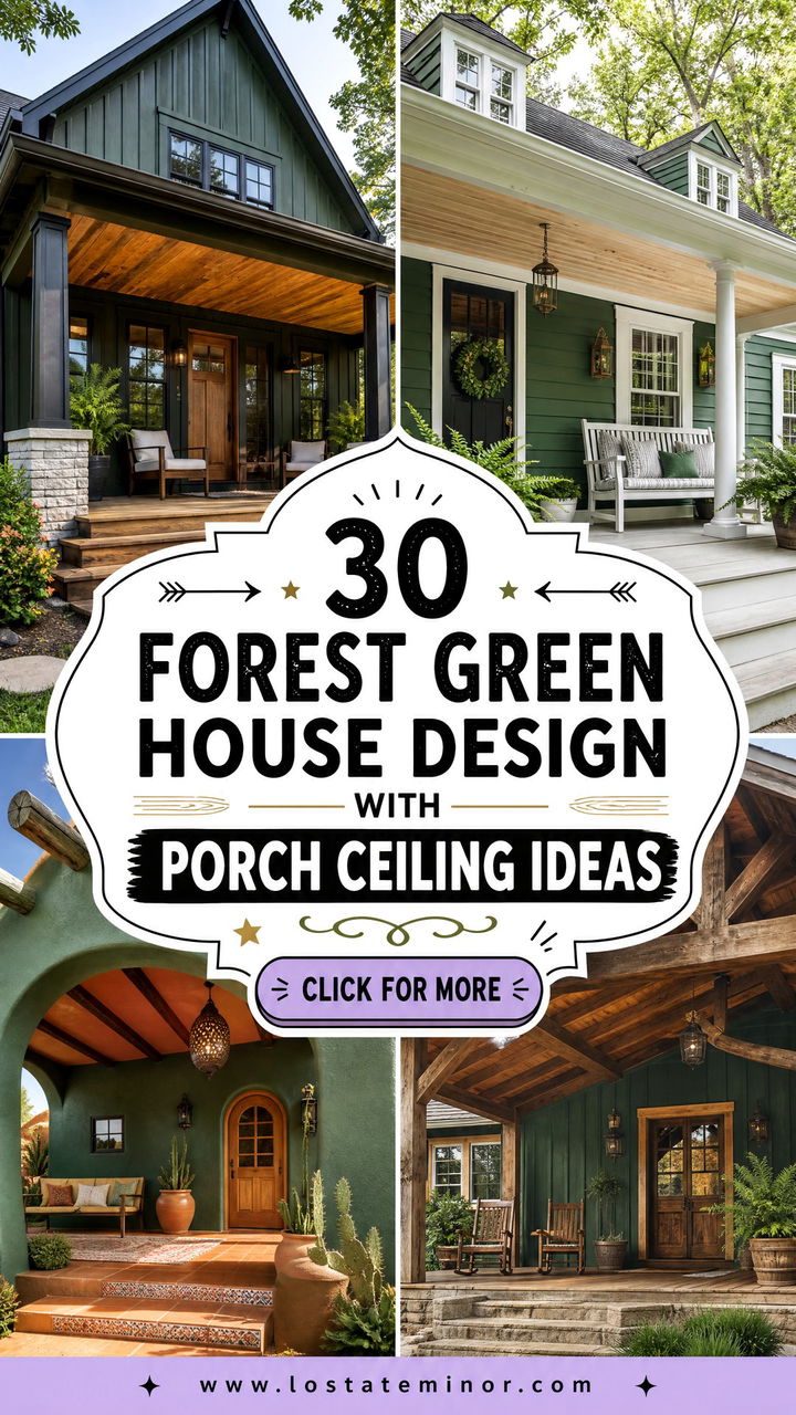 30 Forest Green House Design With Porch Ceiling Ideas To Inspire - 30 Forest Green House Design With Porch Ceiling Ideas To Inspire