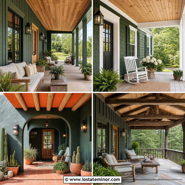 30 Forest Green House Design With Porch Ceiling Ideas To Inspire