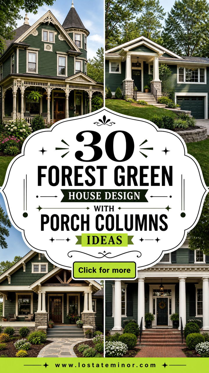 30 Forest Green House Design With Porch Columns Ideas Youll Love - 30 Forest Green House Design With Porch Columns Ideas You’ll Love