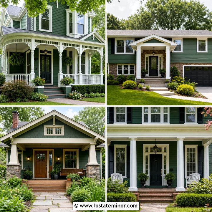 30 Forest Green House Design With Porch Columns Ideas You’ll Love