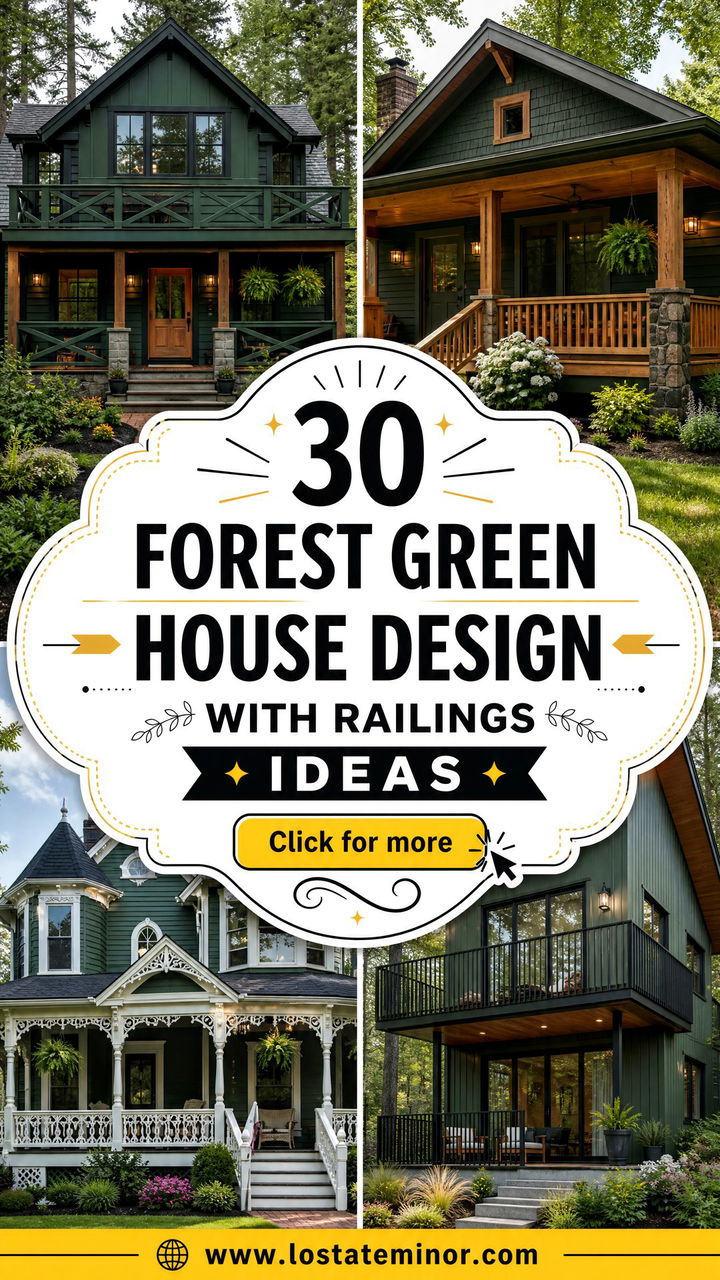 30 Forest Green House Design With Railings Ideas For Added Charm - 30 Forest Green House Design With Railings Ideas For Added Charm
