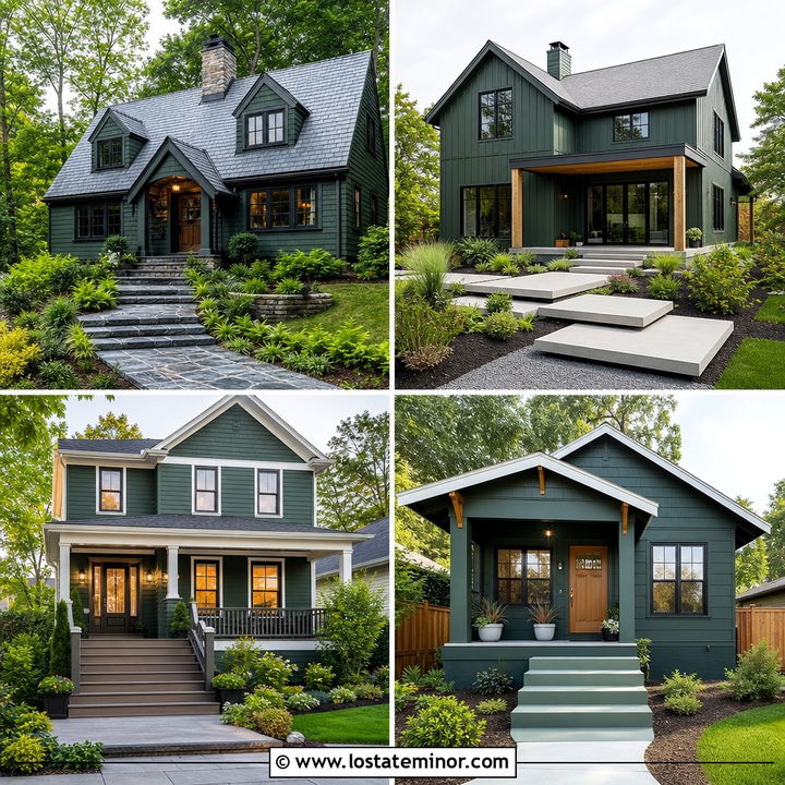 30 Forest Green House Design With Steps Ideas for a Warm Welcome