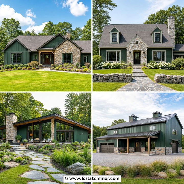 30 Forest Green House Design With Stone Accents Ideas to Inspire