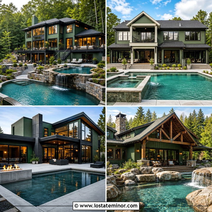 30 Forest Green House Design With Swimming Pool Ideas to Love