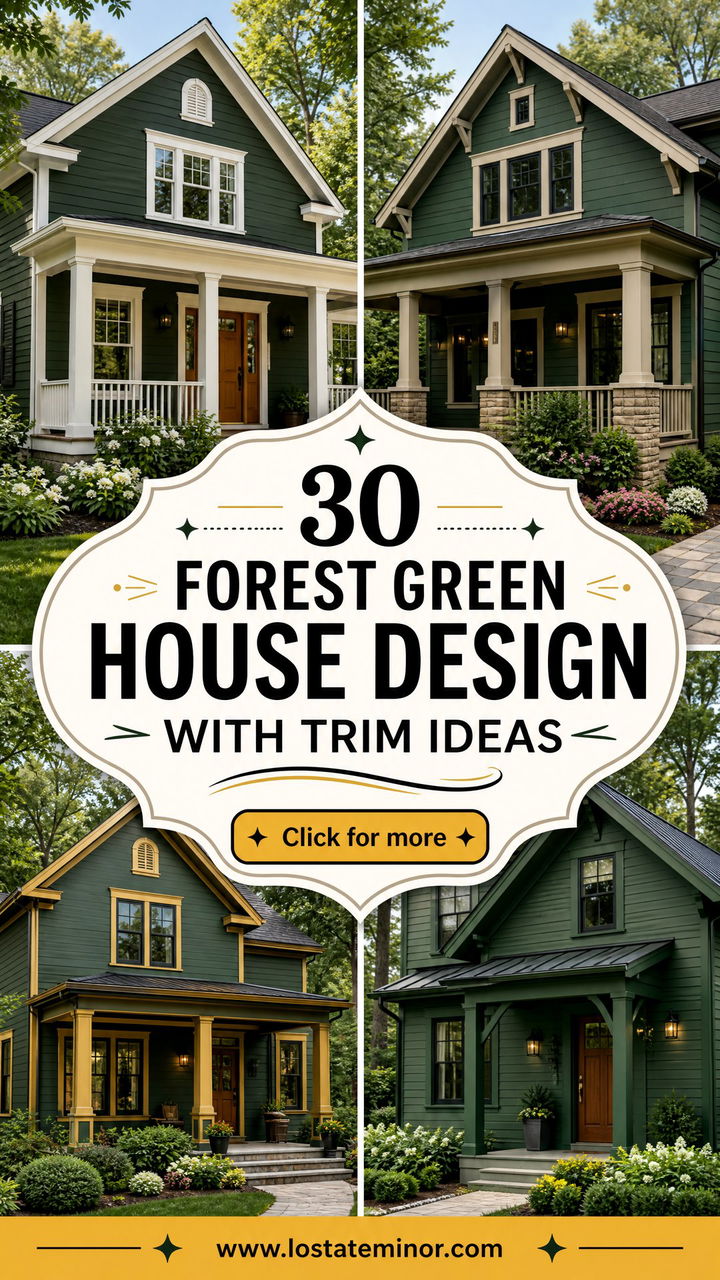 30 Forest Green House Design With Trim Ideas for Bold Curb Appeal - 30 Forest Green House Design With Trim Ideas for Bold Curb Appeal
