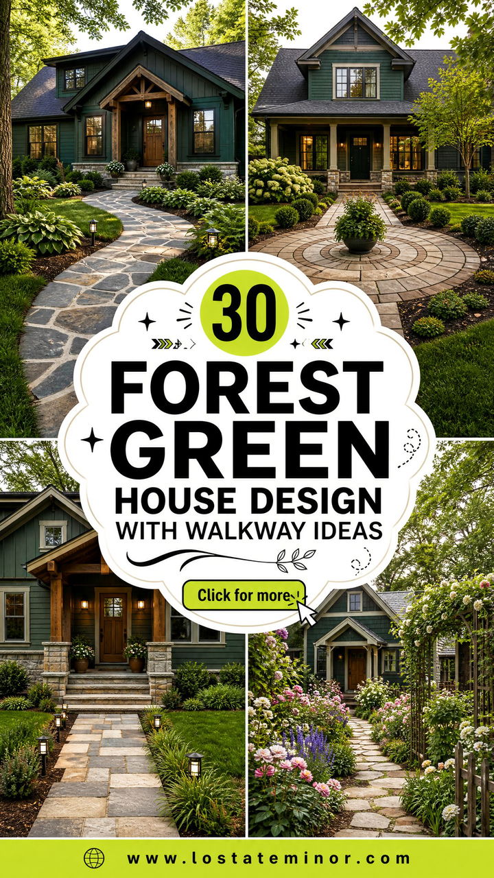30 Forest Green House Design With Walkway Ideas Welcoming Style - 30 Forest Green House Design With Walkway Ideas: Welcoming Style
