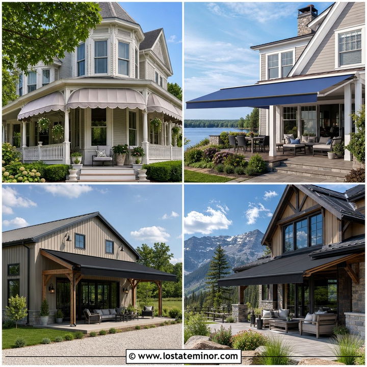 30 Greige House Design With Awning Ideas: Fresh Curb Appeal