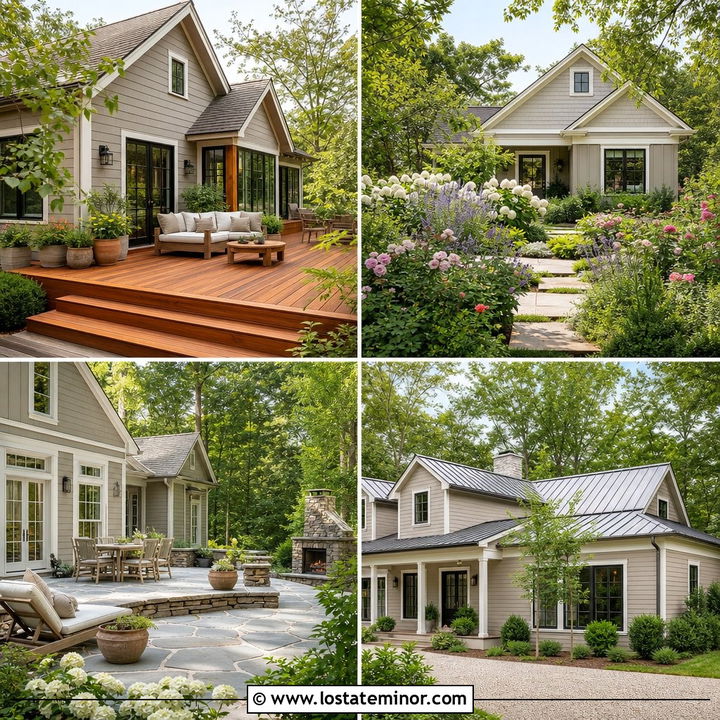 30 Greige House Design With Backyard Ideas: Cozy Outdoor Style