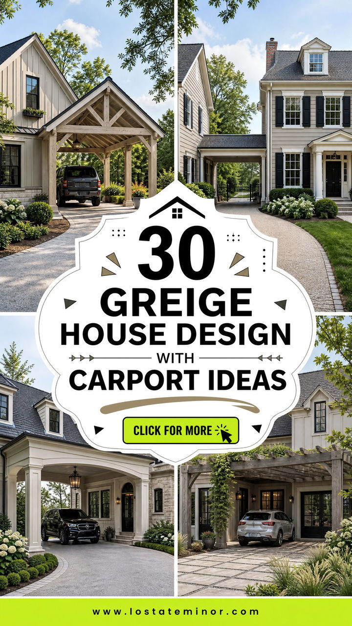 30 Greige House Design With Carport Ideas Smart Exterior Style - 30 Greige House Design With Carport Ideas: Smart Exterior Style