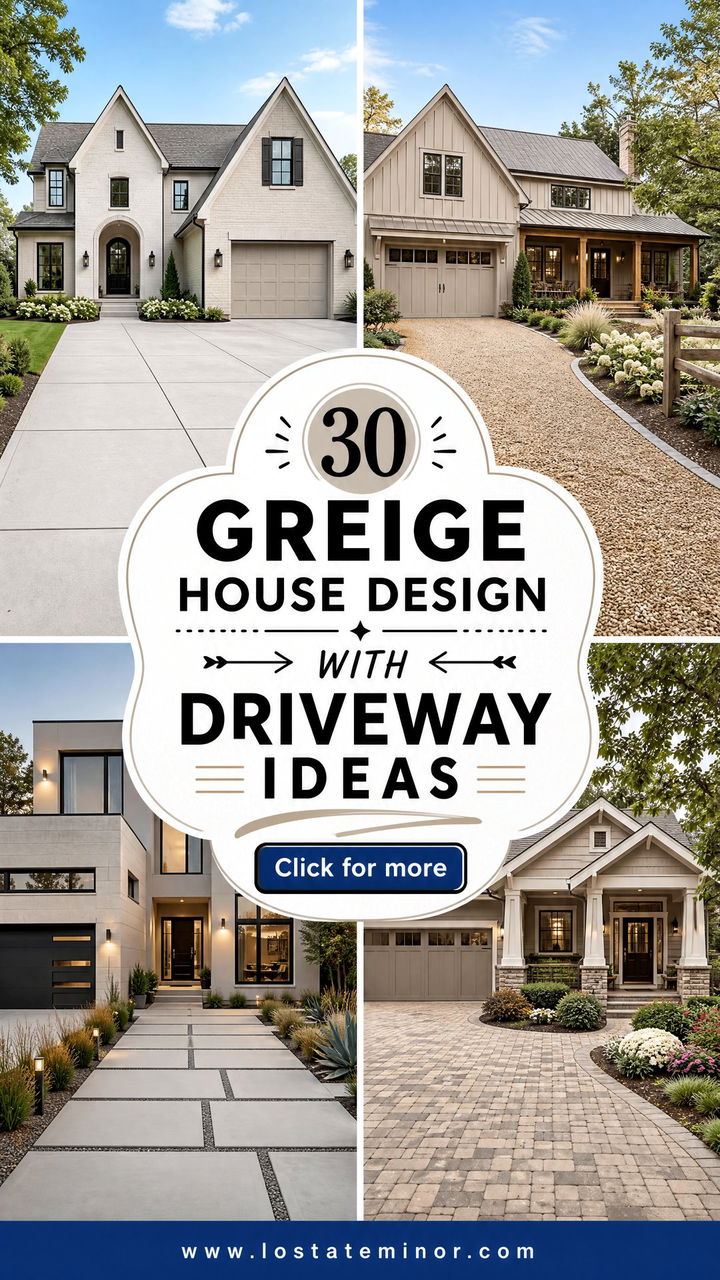 30 Greige House Design With Driveway Ideas for a Polished Entry - 30 Greige House Design With Driveway Ideas for a Polished Entry