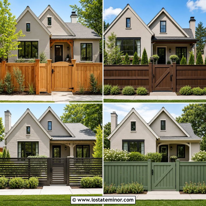 30 Greige House Design With Fence Ideas for Modern Curb Appeal