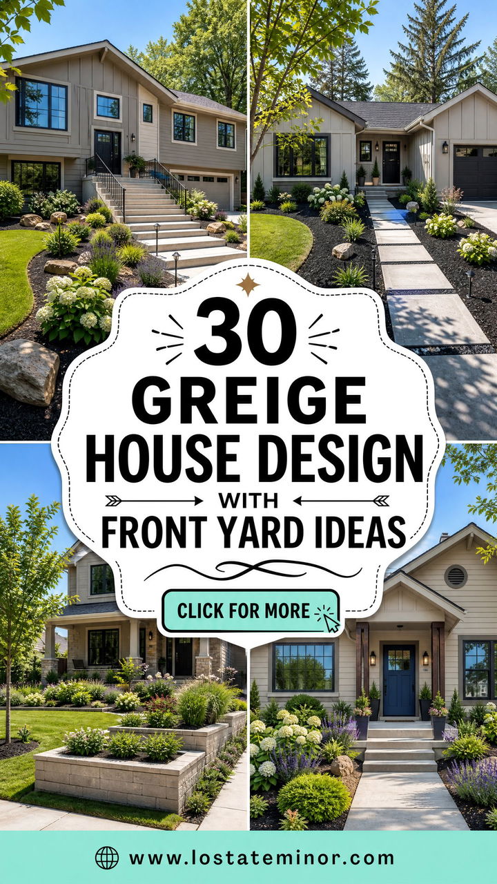 30 Greige House Design With Front Yard Ideas for Fresh Curb Appeal - 30 Greige House Design With Front Yard Ideas for Fresh Curb Appeal