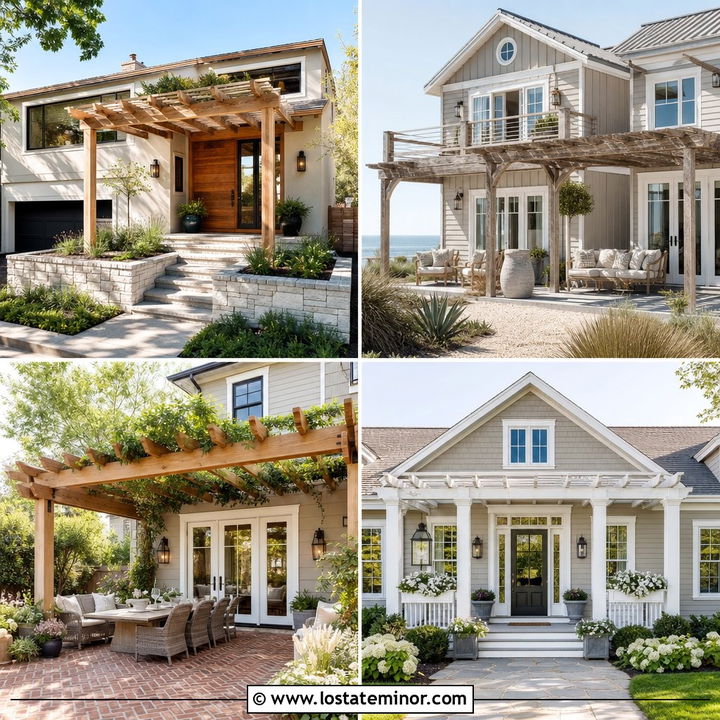 30 Greige House Design With Pergola Ideas for Chic Outdoor Living