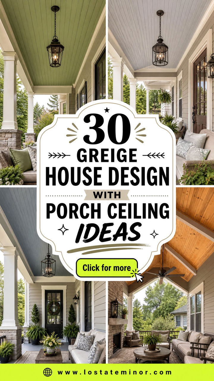 30 Greige House Design With Porch Ceiling Ideas for Cozy Style - 30 Greige House Design With Porch Ceiling Ideas for Cozy Style