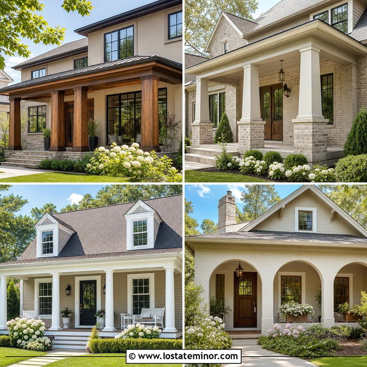 30 Greige House Design With Porch Columns Ideas for Classic Style