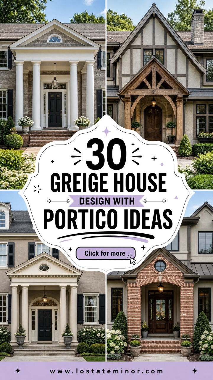 30 Greige House Design With Portico Ideas for a Grand Welcome - 30 Greige House Design With Portico Ideas for a Grand Welcome