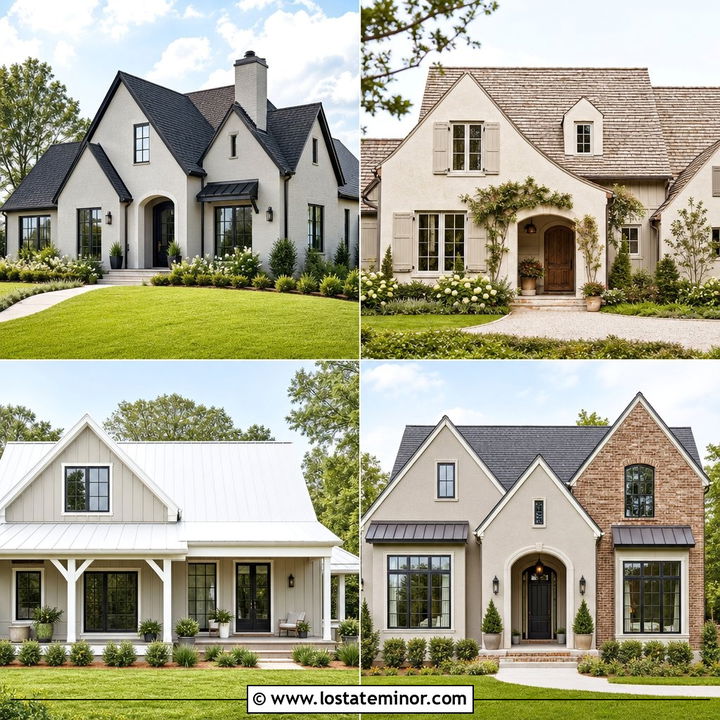 30 Greige House Design With Roof Ideas for Timeless Curb Appeal