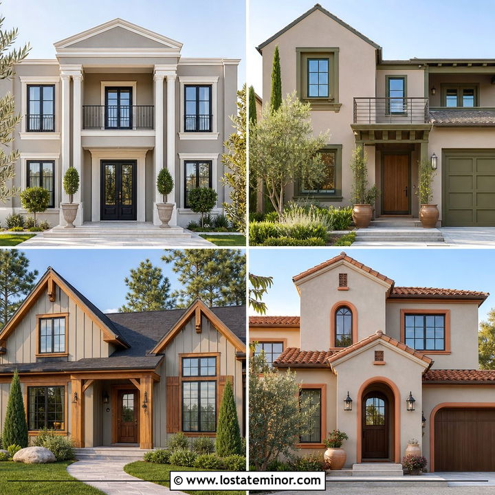 30 Greige House Design With Trim Ideas for Polished Curb Appeal