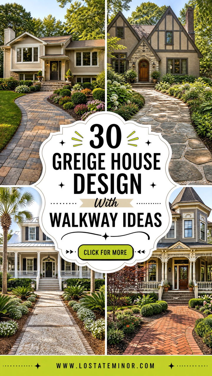 30 Greige House Design With Walkway Ideas for Inviting Appeal - 30 Greige House Design With Walkway Ideas for Inviting Appeal
