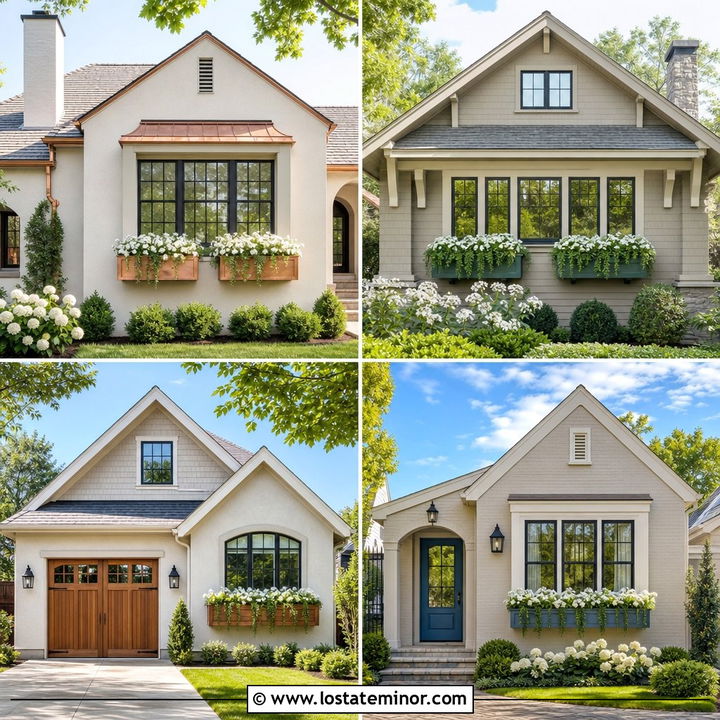 30 Greige House Design With Window Boxes Ideas for Cottage Charm