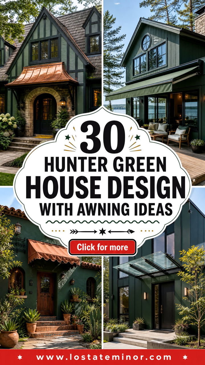 30 Hunter Green House Design With Awning Ideas for Vintage Charm - 30 Hunter Green House Design With Awning Ideas for Vintage Charm