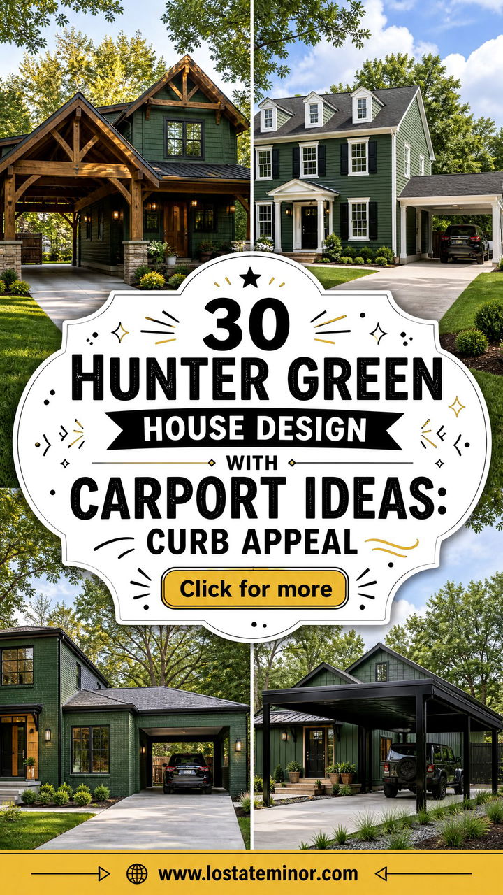 30 Hunter Green House Design With Carport Ideas Curb Appeal - 30 Hunter Green House Design With Carport Ideas: Curb Appeal
