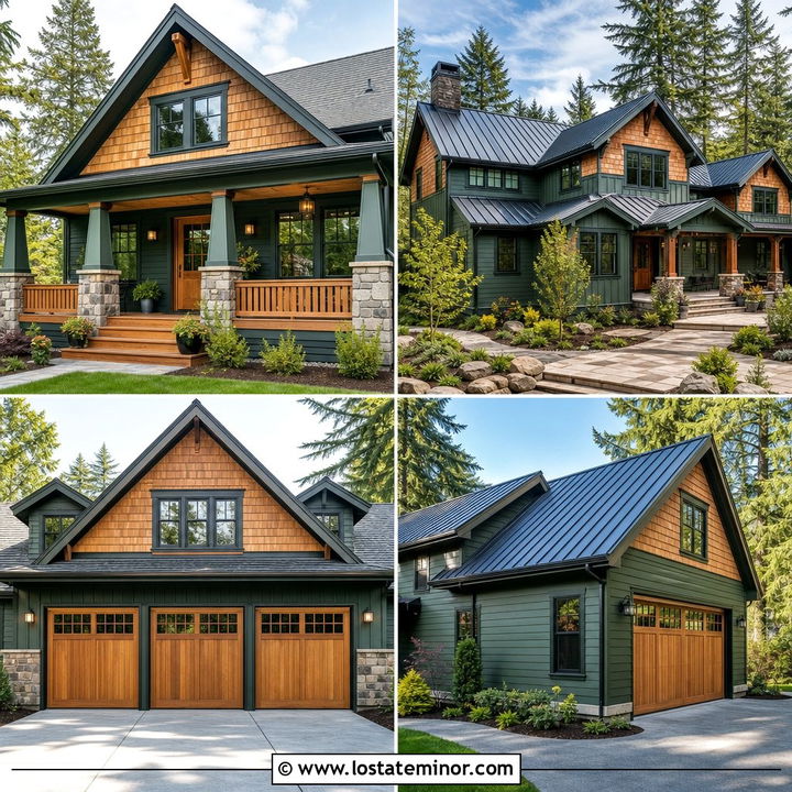 30 Hunter Green House Design With Cedar Shake Ideas: Cozy Looks
