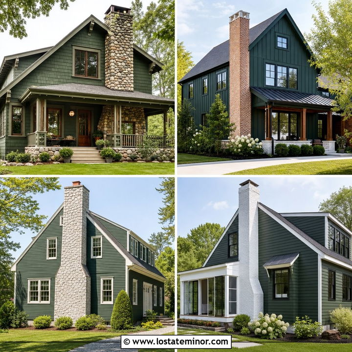 30 Hunter Green House Design With Chimney Ideas With Charm