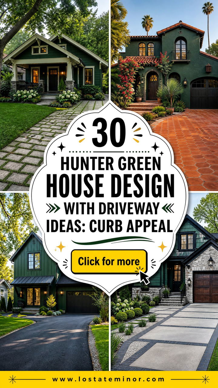 30 Hunter Green House Design With Driveway Ideas Curb Appeal - 30 Hunter Green House Design With Driveway Ideas: Curb Appeal