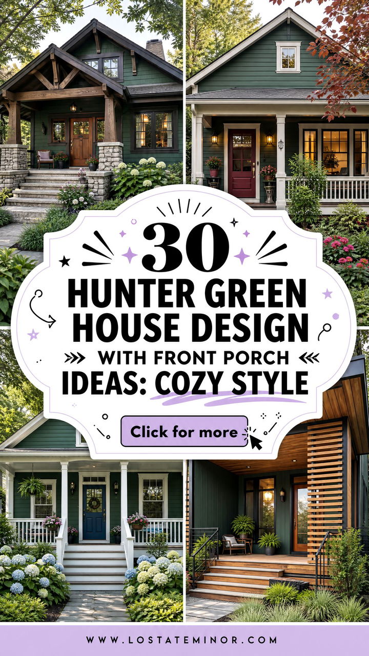 30 Hunter Green House Design With Front Porch Ideas Cozy Style - 30 Hunter Green House Design With Front Porch Ideas: Cozy Style