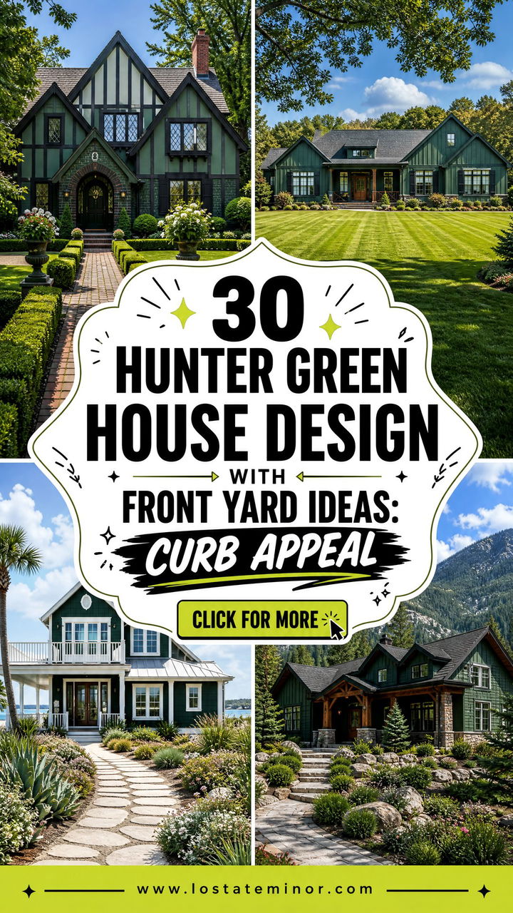 30 Hunter Green House Design With Front Yard Ideas Curb Appeal - 30 Hunter Green House Design With Front Yard Ideas: Curb Appeal