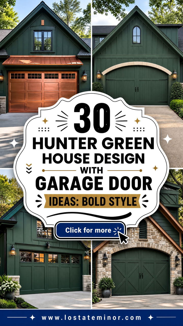 30 Hunter Green House Design With Garage Door Ideas Bold Style - 30 Hunter Green House Design With Garage Door Ideas: Bold Style