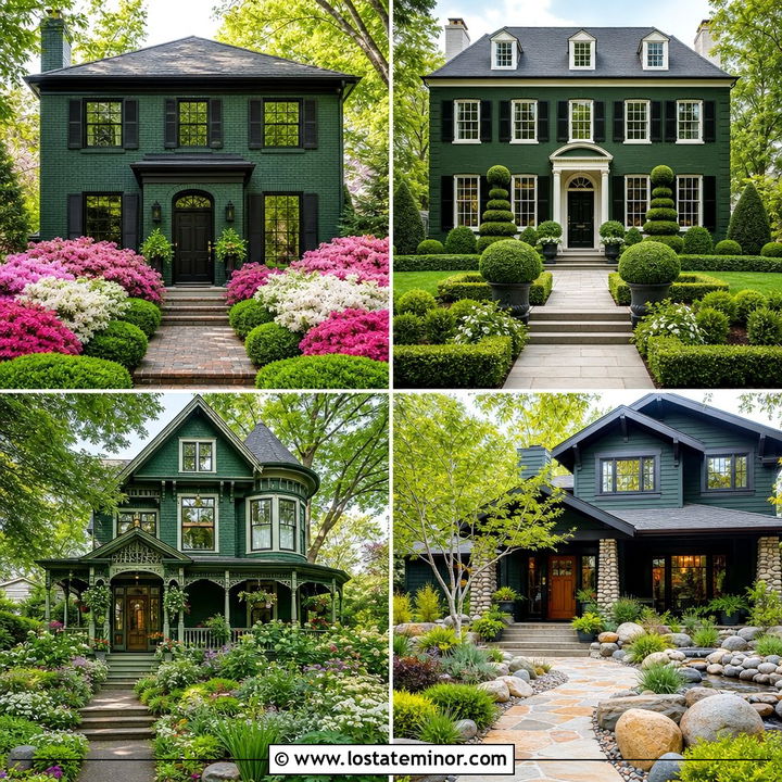 30 Hunter Green House Design With Landscaping Ideas: Lush Looks