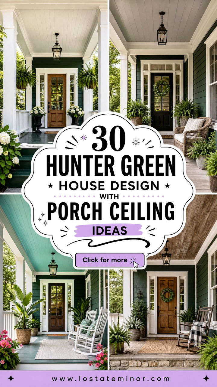 30 Hunter Green House Design With Porch Ceiling Ideas Stylish - 30 Hunter Green House Design With Porch Ceiling Ideas: Stylish