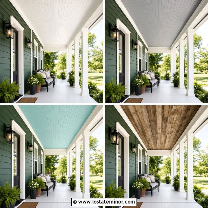 30 Hunter Green House Design With Porch Ceiling Ideas: Stylish