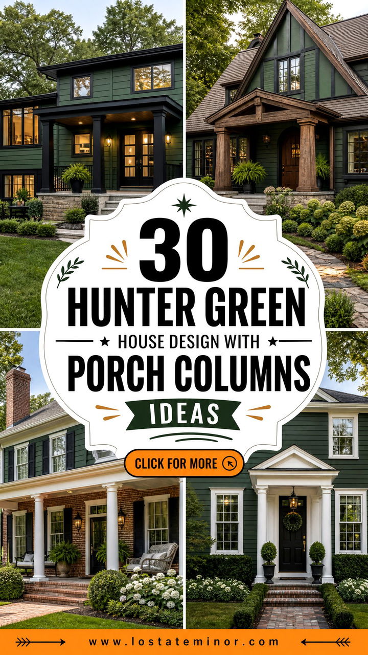 30 Hunter Green House Design With Porch Columns Ideas Charming - 30 Hunter Green House Design With Porch Columns Ideas: Charming