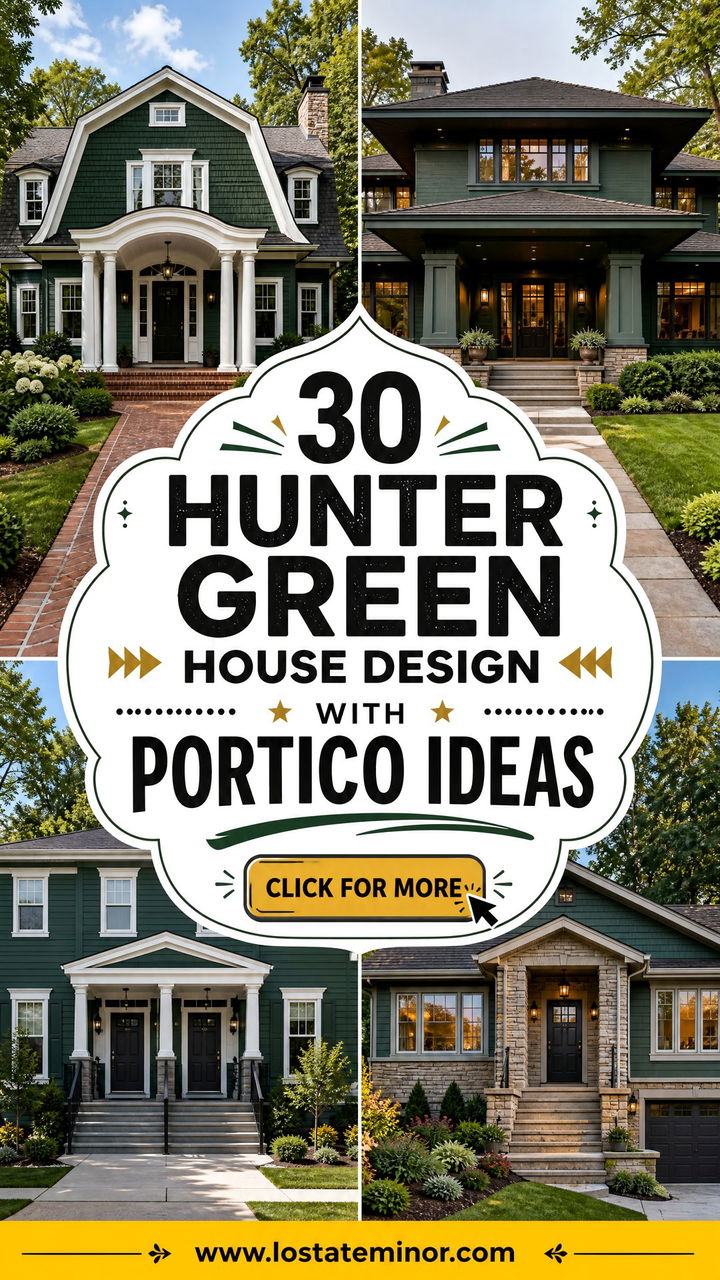30 Hunter Green House Design With Portico Ideas Curb Appeal - 30 Hunter Green House Design With Portico Ideas: Curb Appeal