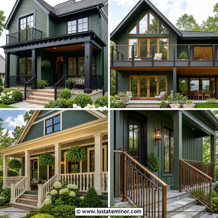 30 Hunter Green House Design With Railings Ideas: Fresh Looks