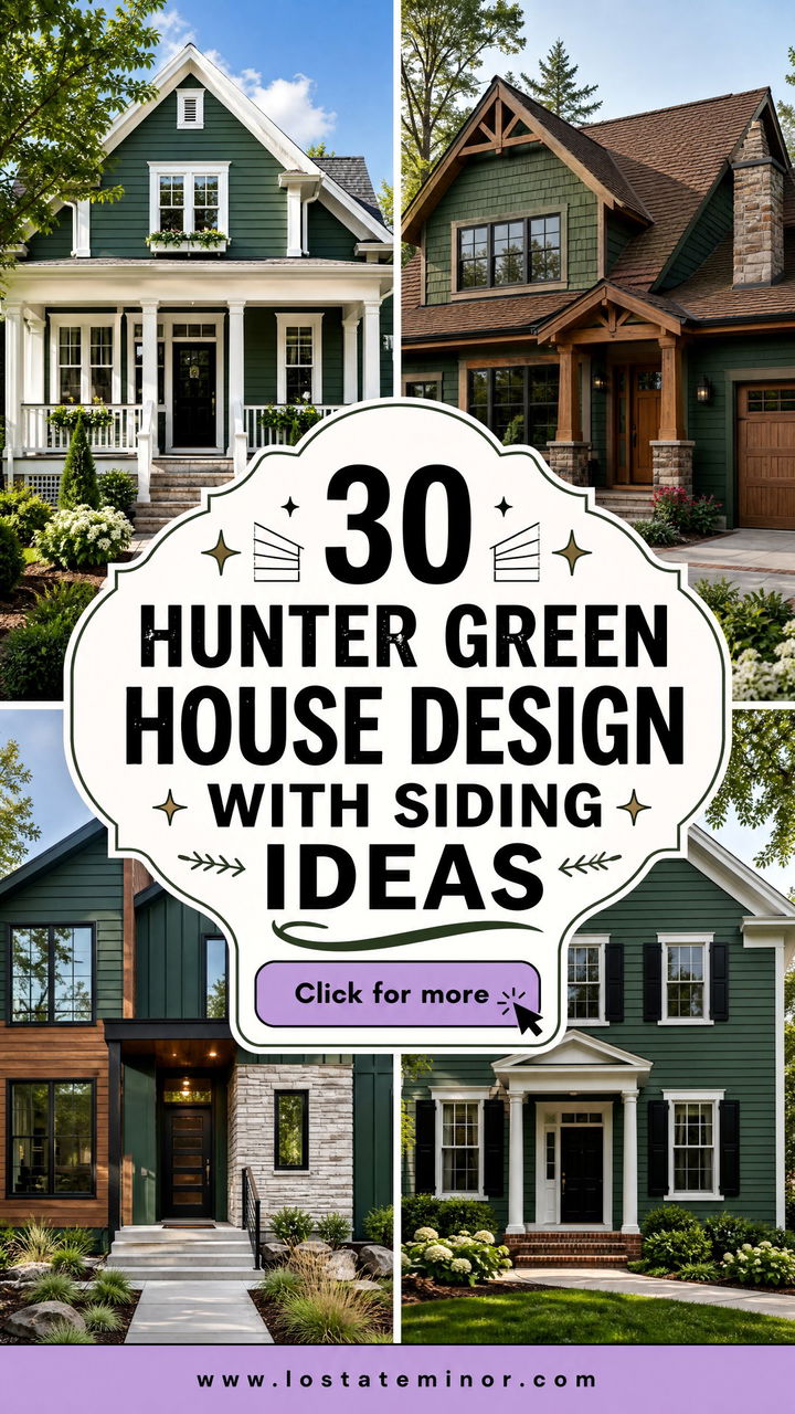 30 Hunter Green House Design With Siding Ideas Curb Appeal - 30 Hunter Green House Design With Siding Ideas: Curb Appeal
